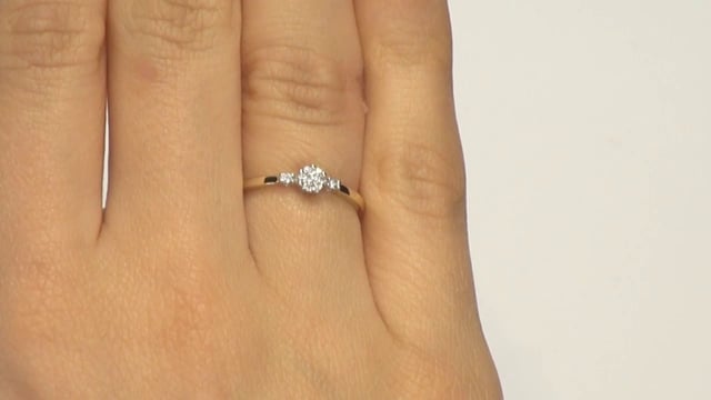 Wideo Pierścionek zaręczynowy  z diamentami Ventego z białego i żółtego złota