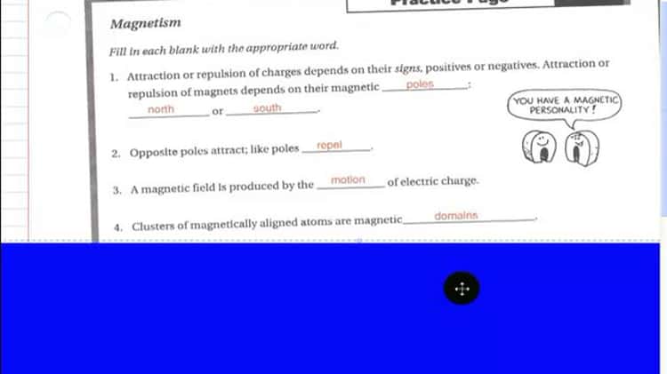 Magnets and Magnetic Fields - Worksheet - Fill in the blank