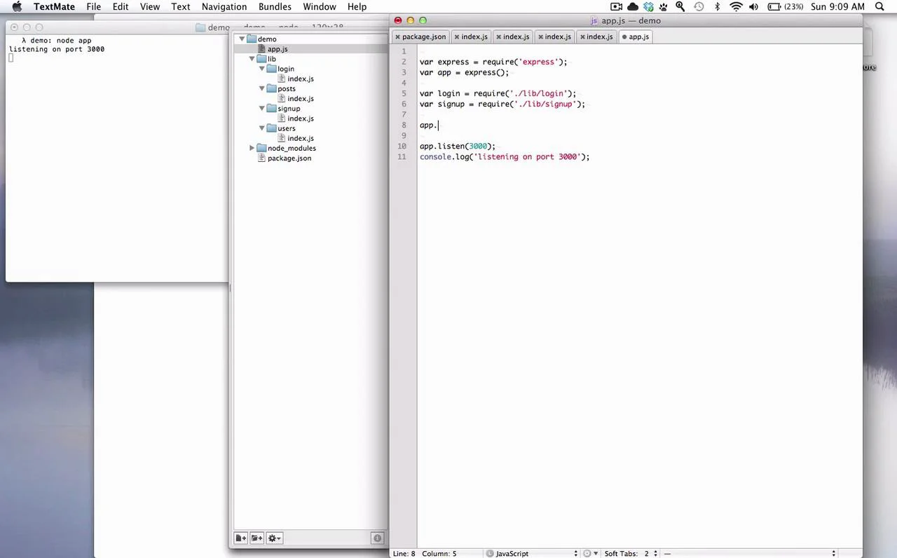 Modular web applications with Node.js and Express