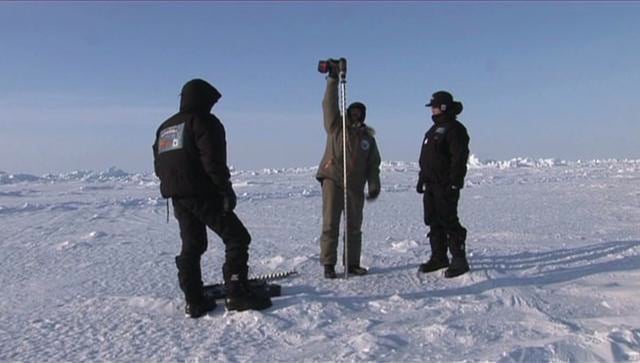 Drilling for ice thickness