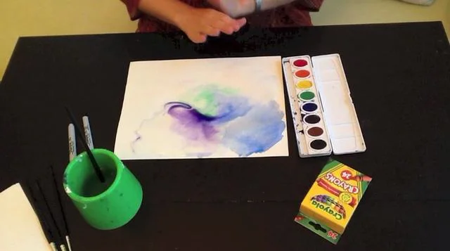 watercolor painting crayons  Watercolor video, Watercolor