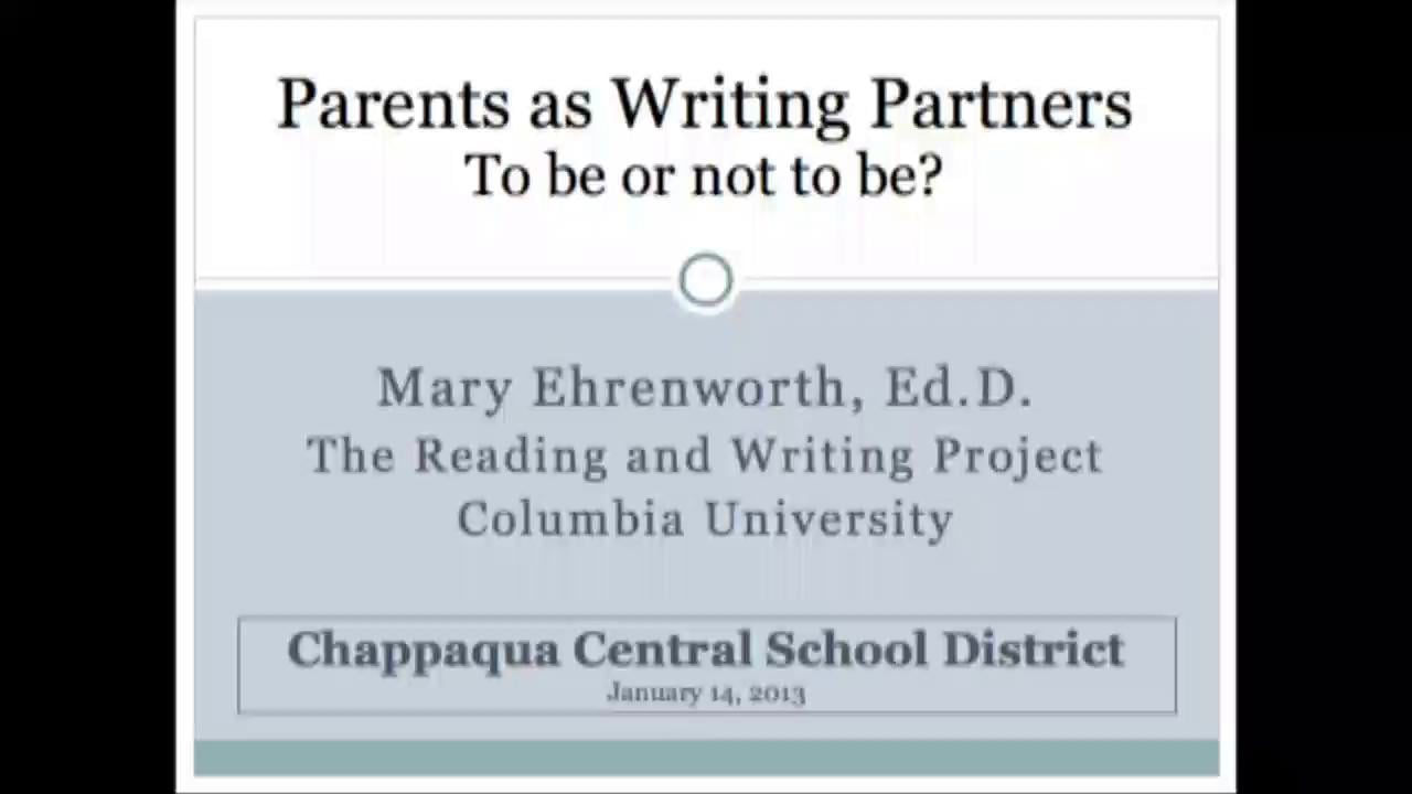 CCSD presents Parents as Writing Partners with Mary Ehrenworth