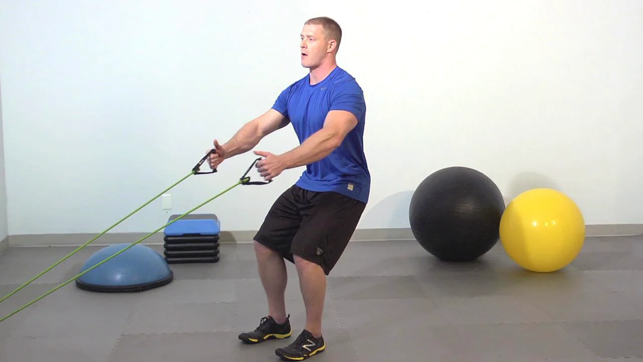 1 Back Pull Vertical Standing Low Rows w/ Resistance Band on Vimeo
