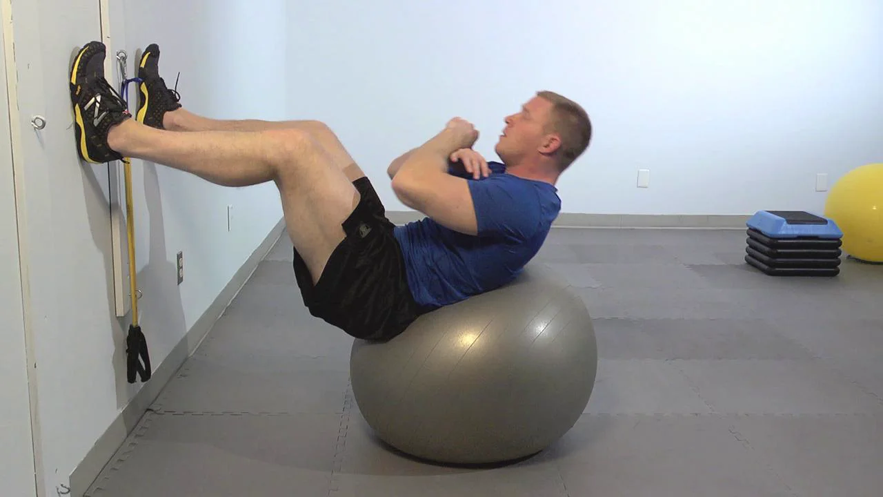 2 Core Horizontal Wall Crunches Off Stability Ball on Vimeo