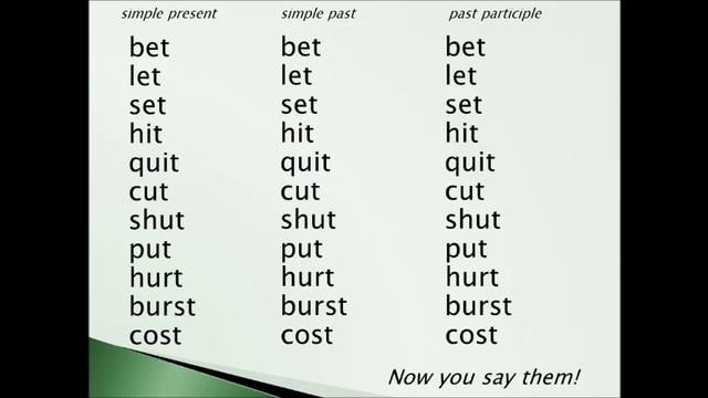 Irregular Verbs 3 Part Phonetic Group10 Bet Bet Bet on Vimeo