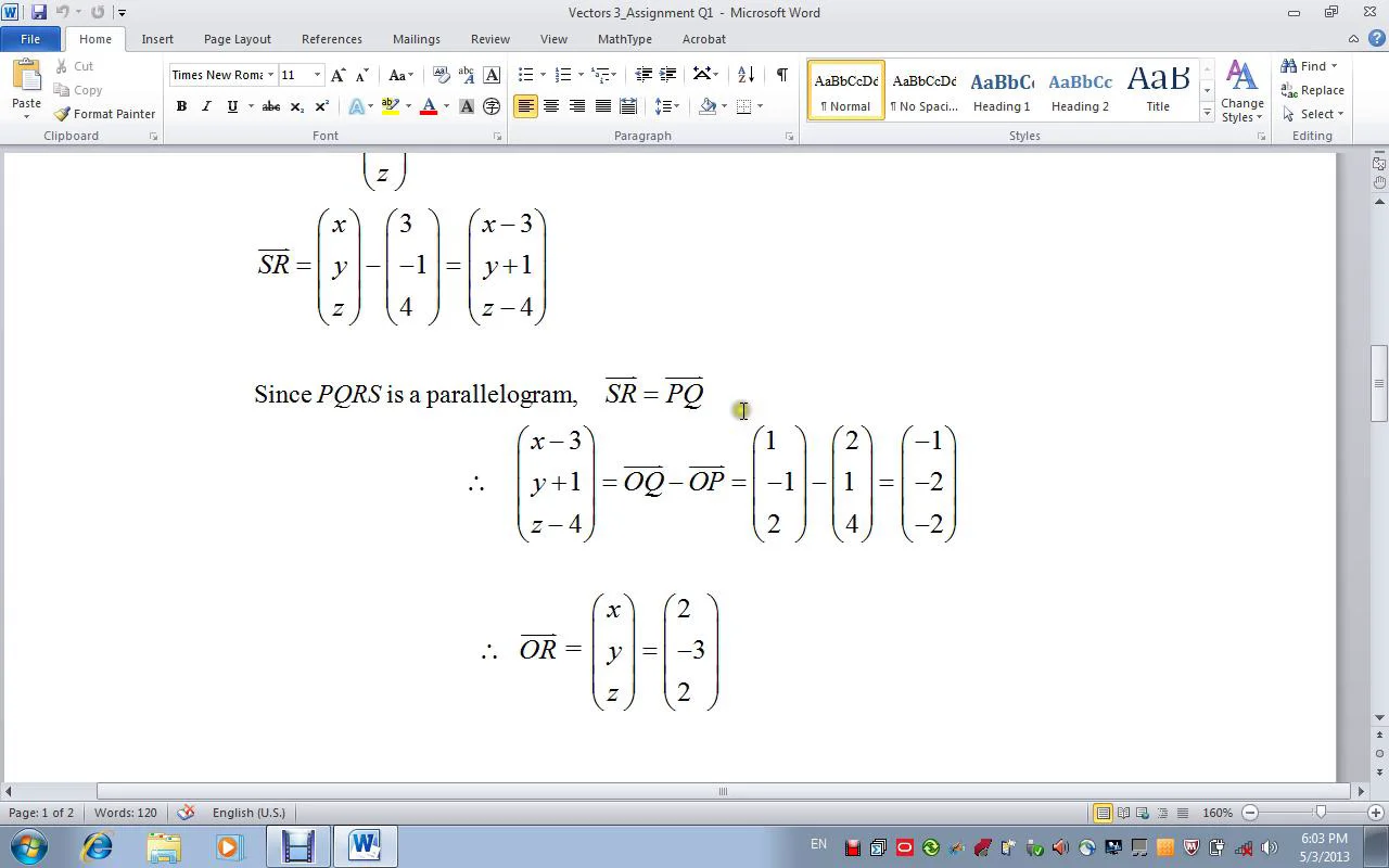 Vectors 3 Assign Q1 on Vimeo