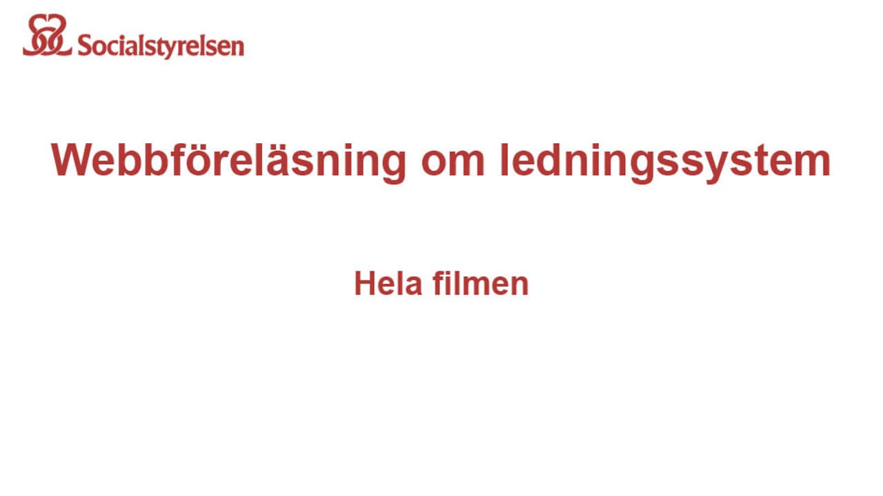 Webbföreläsning om Socialstyrelsens föreskrifter om ledningssystem ...