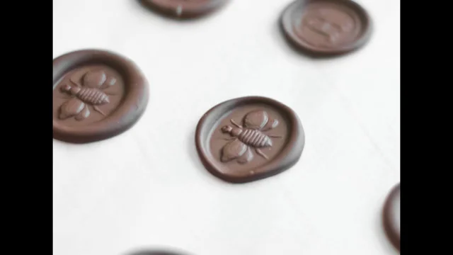 Chocolate Wax Seals on Poured Fondant Honey Cupcakes - Sprinkle Bakes