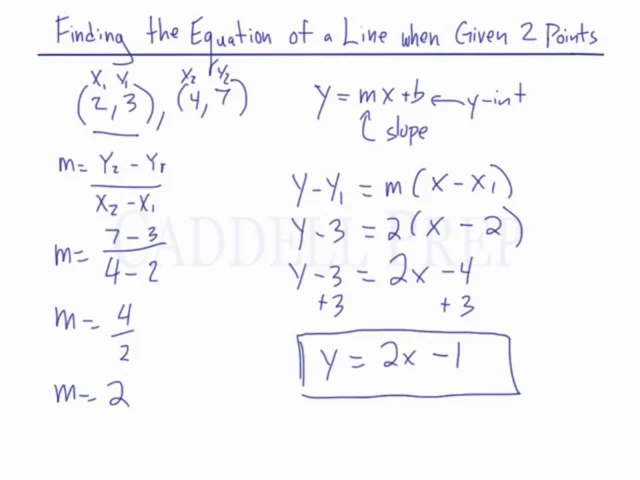 Linear equation from two outlet points