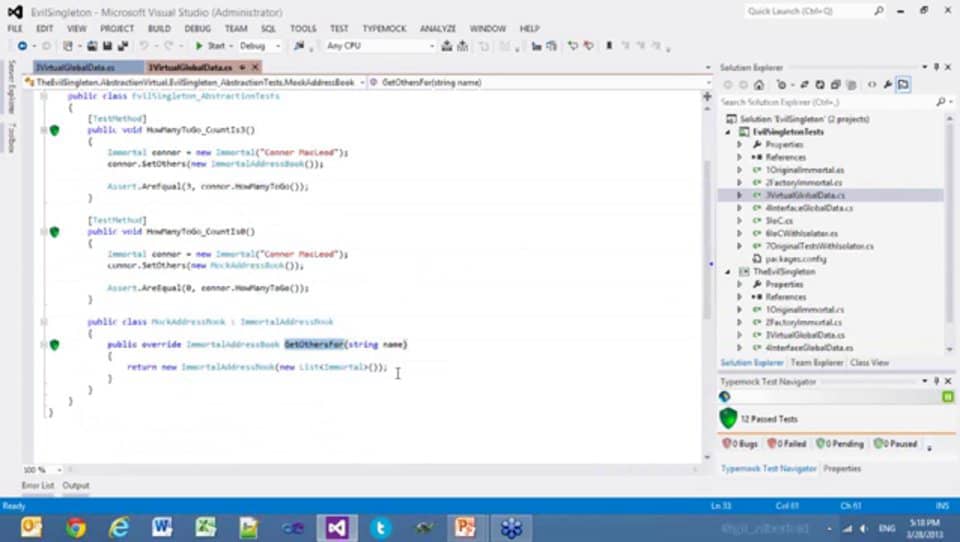 The Evil Singleton Dealing With Singletons in Unit Testing on Vimeo