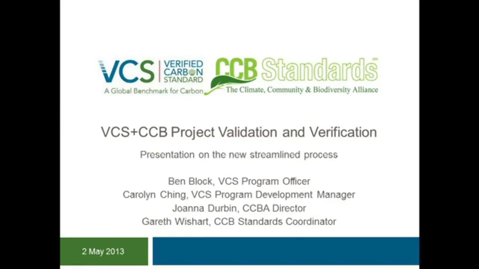 VCS+CCB Project Validation and Verification Webinar