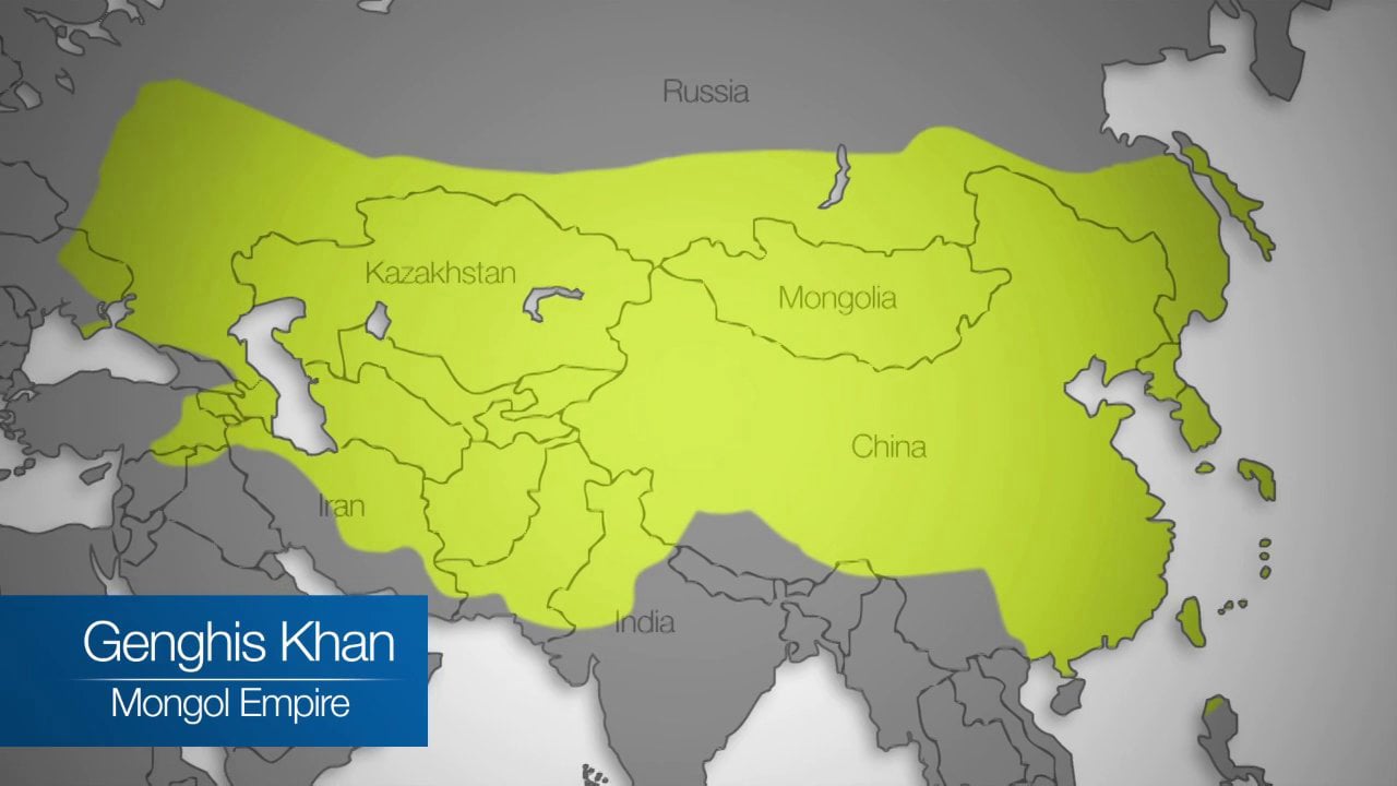 Карта захваченных земель чингисханом