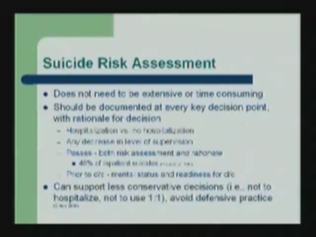 February 15, 2008 - Risk Management in the Assessment and Treatment of Suicidal Patients