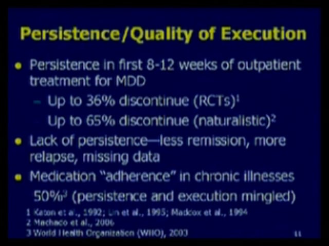 Nov. 7, 2008 - Persistence in Outpatient Treatment for Major Depressive Disorder