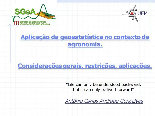 Aplicação da Geoestatística em Ciências Agrarias