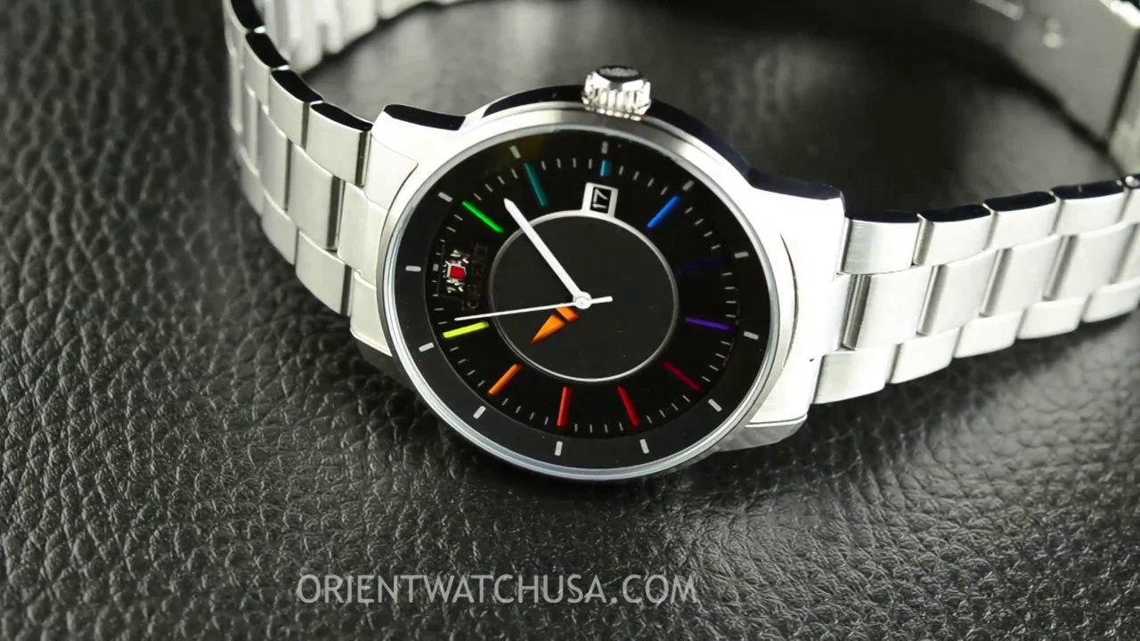 Orient Watch Disk Model FER0200DW0 Men s Automatic Mechanical Watch with Rainbow Hour Index