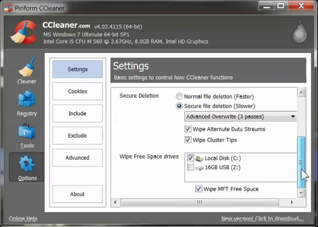 Drive deals wipe ccleaner