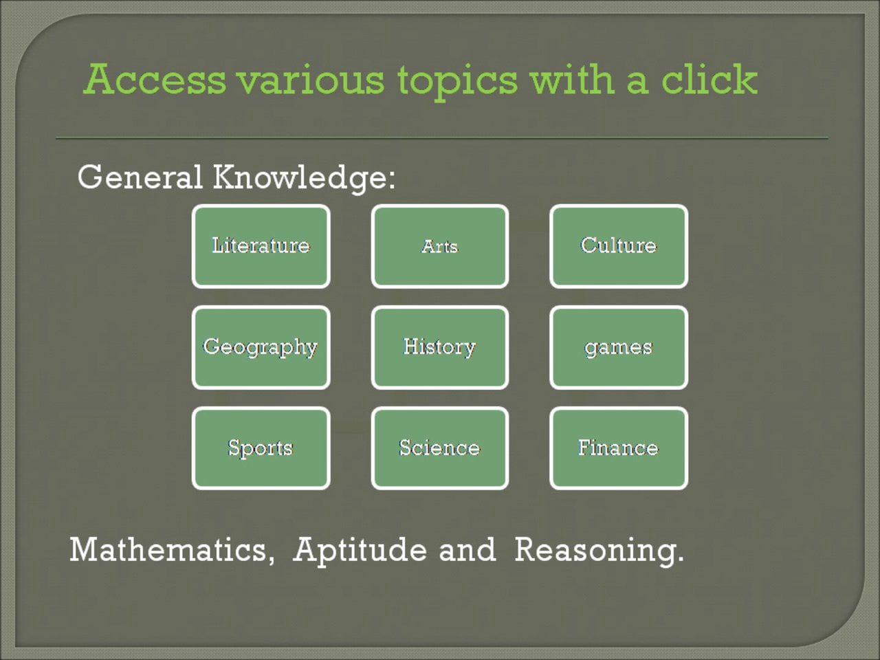 General knowledge aptitude reasoning english tutorials question answers