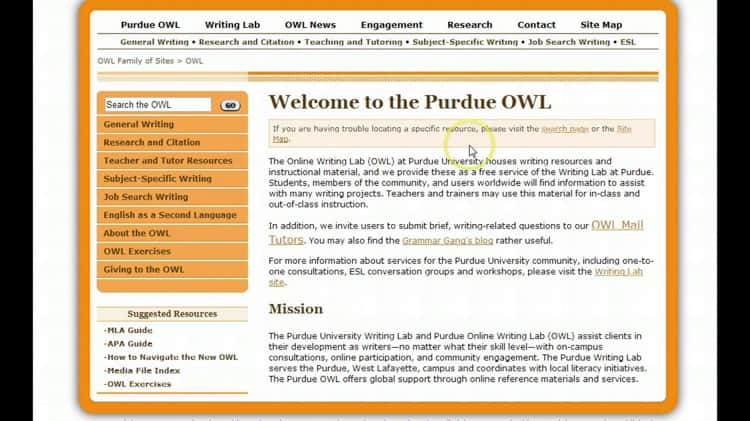 Purdue owl deals apa citation website