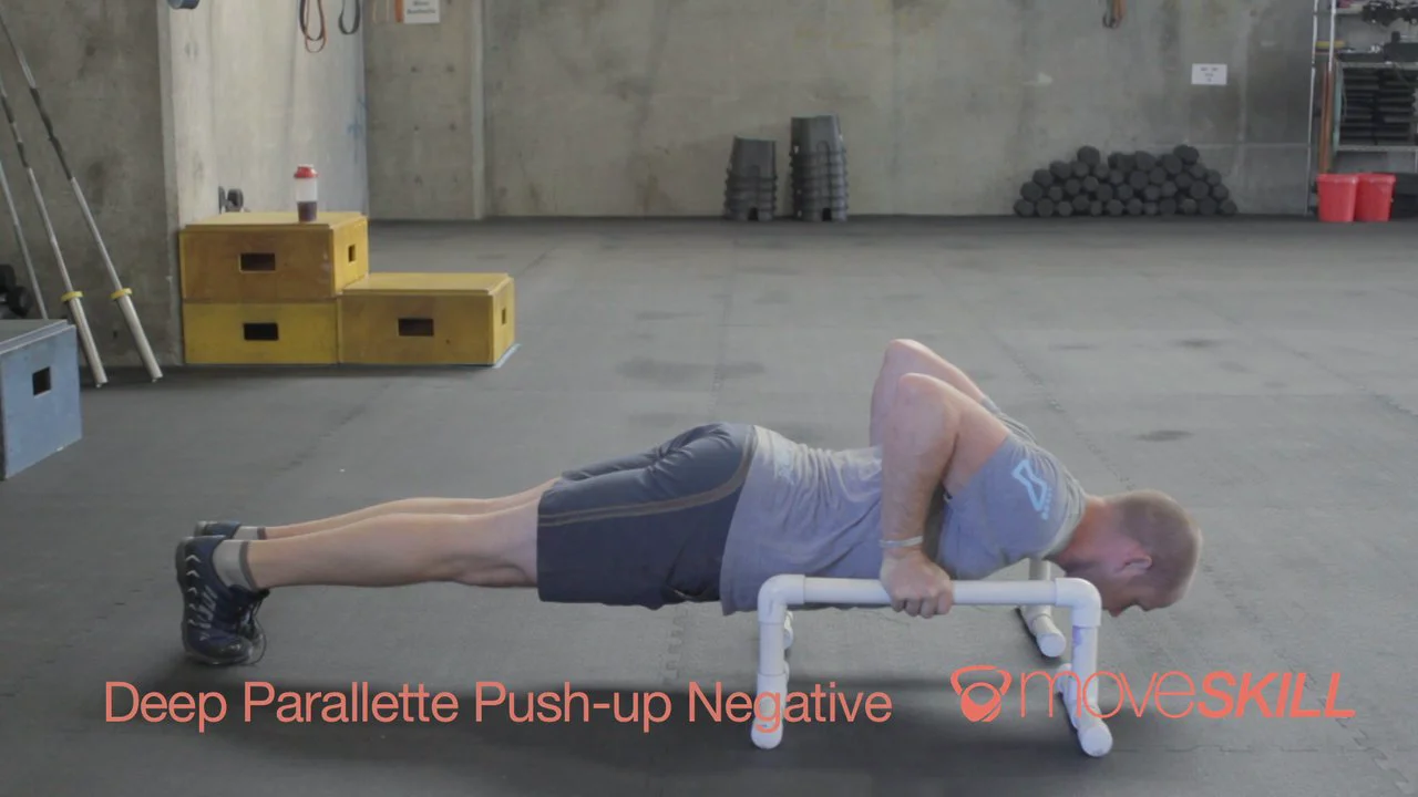 Demo Video: Deep Parallette Push-up Negative on Vimeo