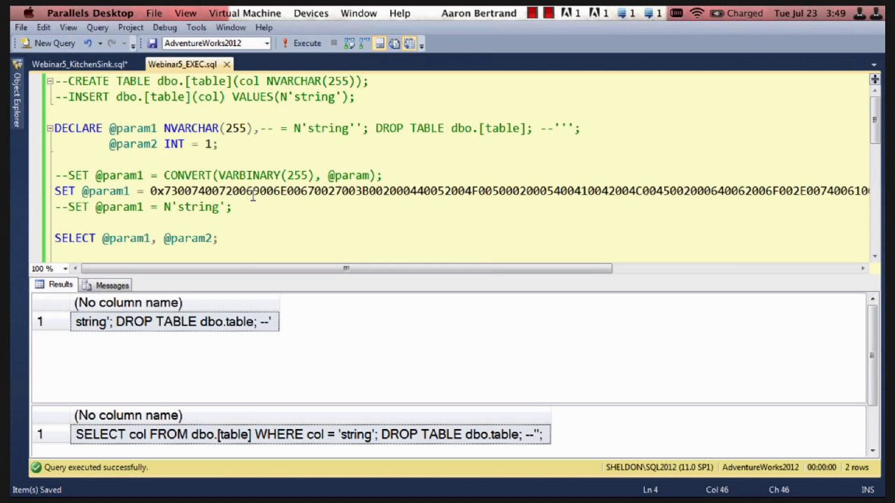 SP_EXECUTESQL vs. EXEC(…) on Vimeo