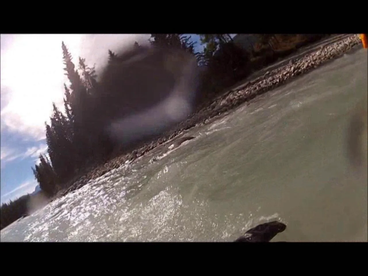 Swimming the Athabasca River near Becker's Roaring River Chalets