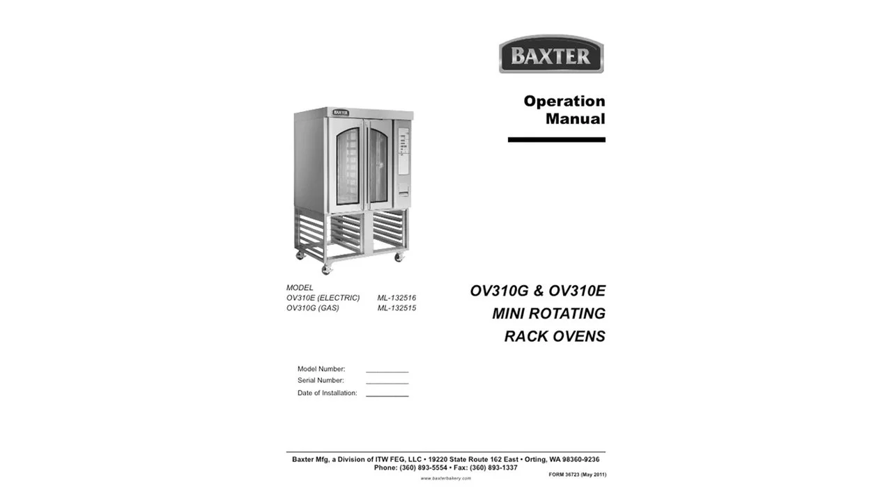 Baxter Rotating Rack Oven OV310 Instructional F40546