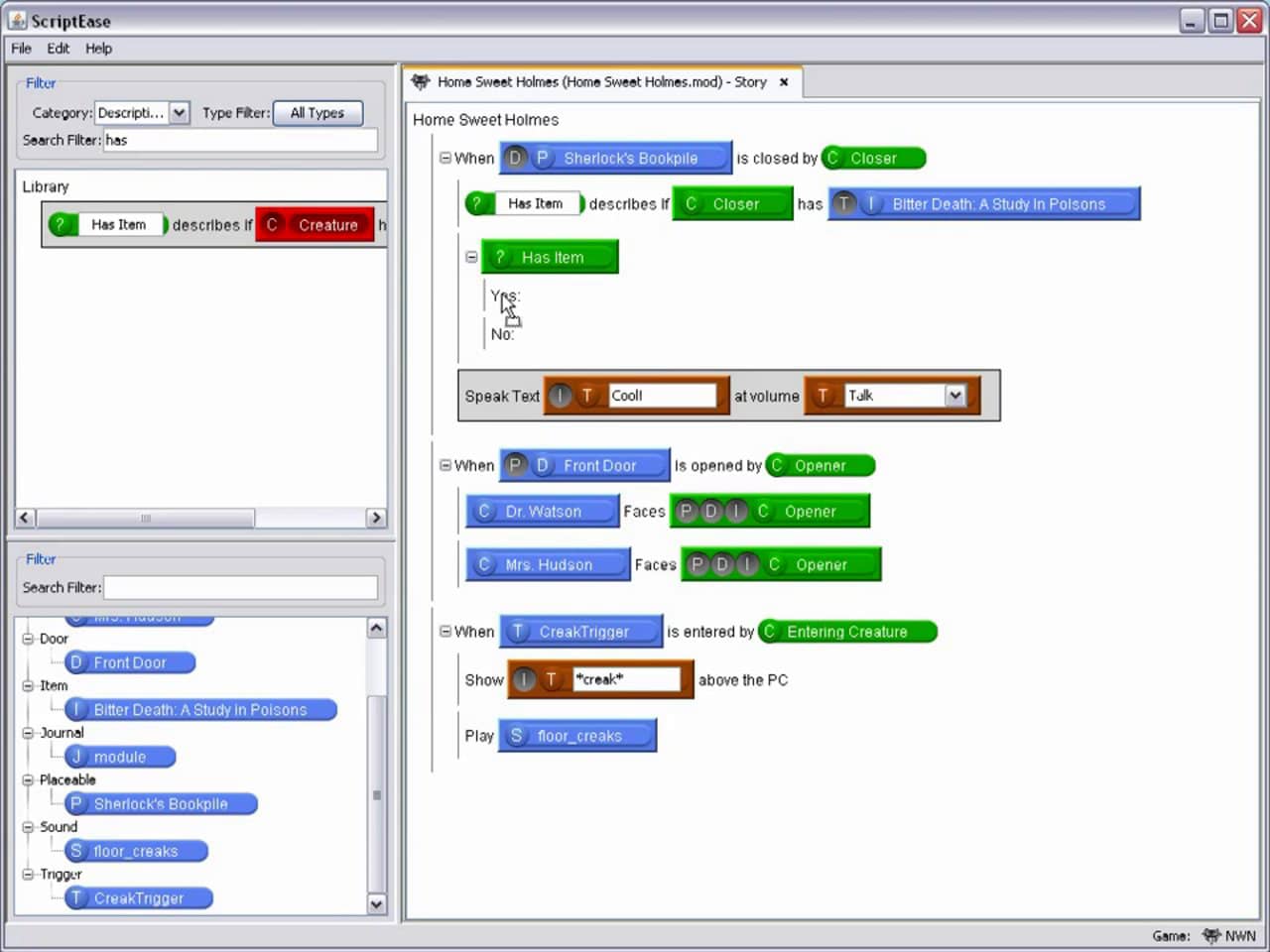 ScriptEase II Alpha Preview (Visual Scripting for NWN) on Vimeo