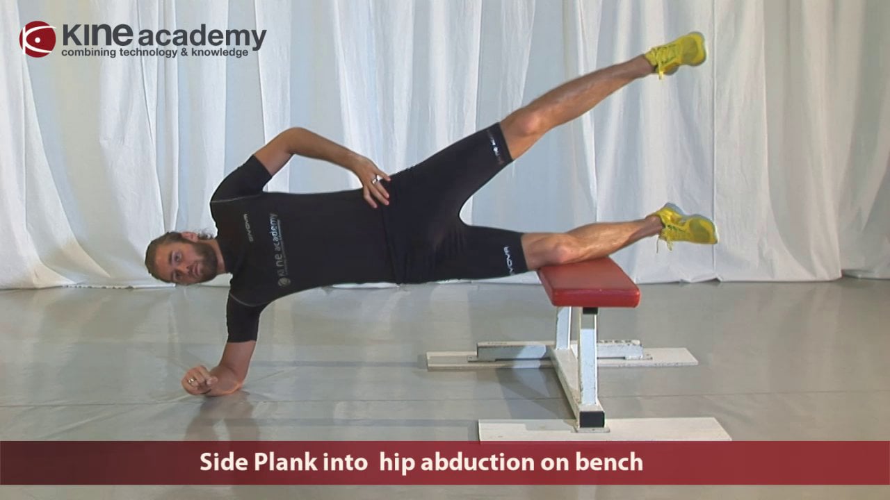 138-Side Plank into hip abduction on bench on Vimeo