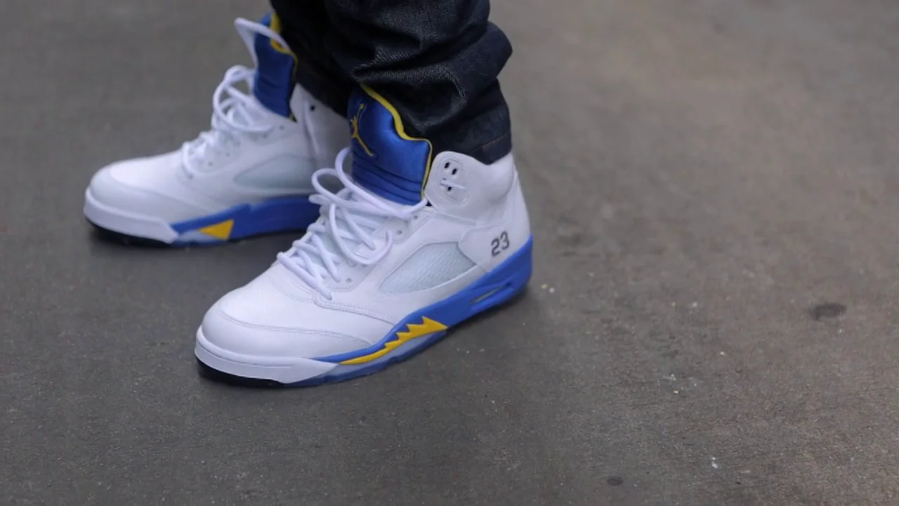 Jordan 5 laney store on feet