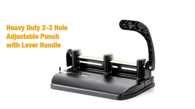 Heavy Duty Adjustable 2-3 Hole Punch with Lever Handle 32-Sheet Capacity New Version 90078 Black 