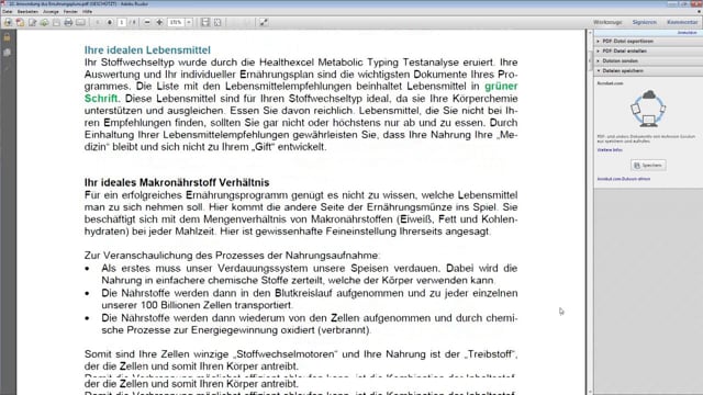 Anwendung des Ernährungsplans