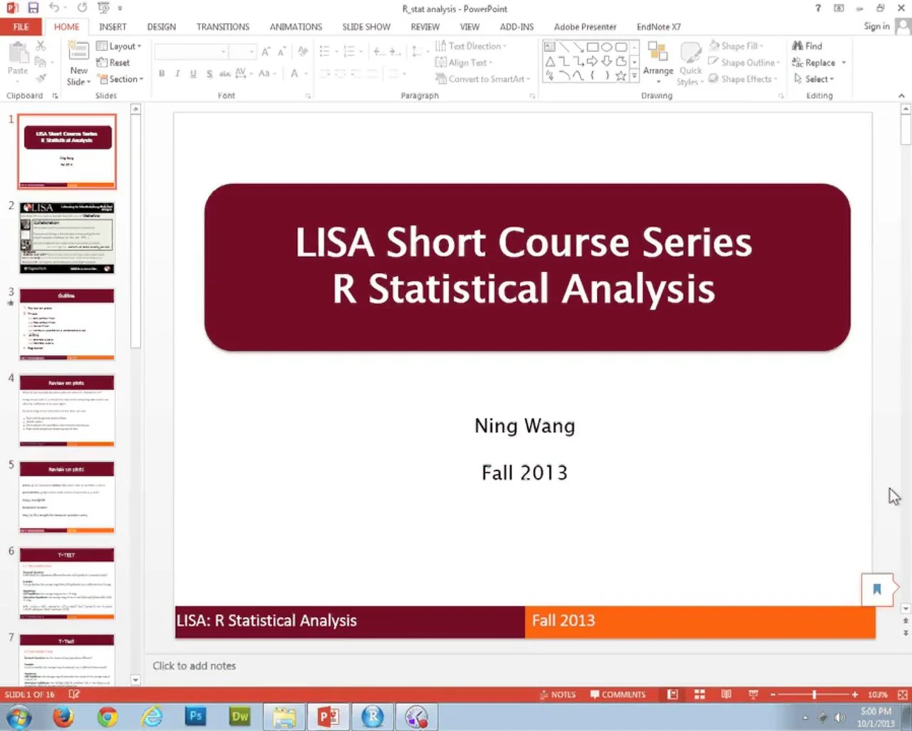 LISA Short Course: Statistical Analysis in R Part I on Vimeo