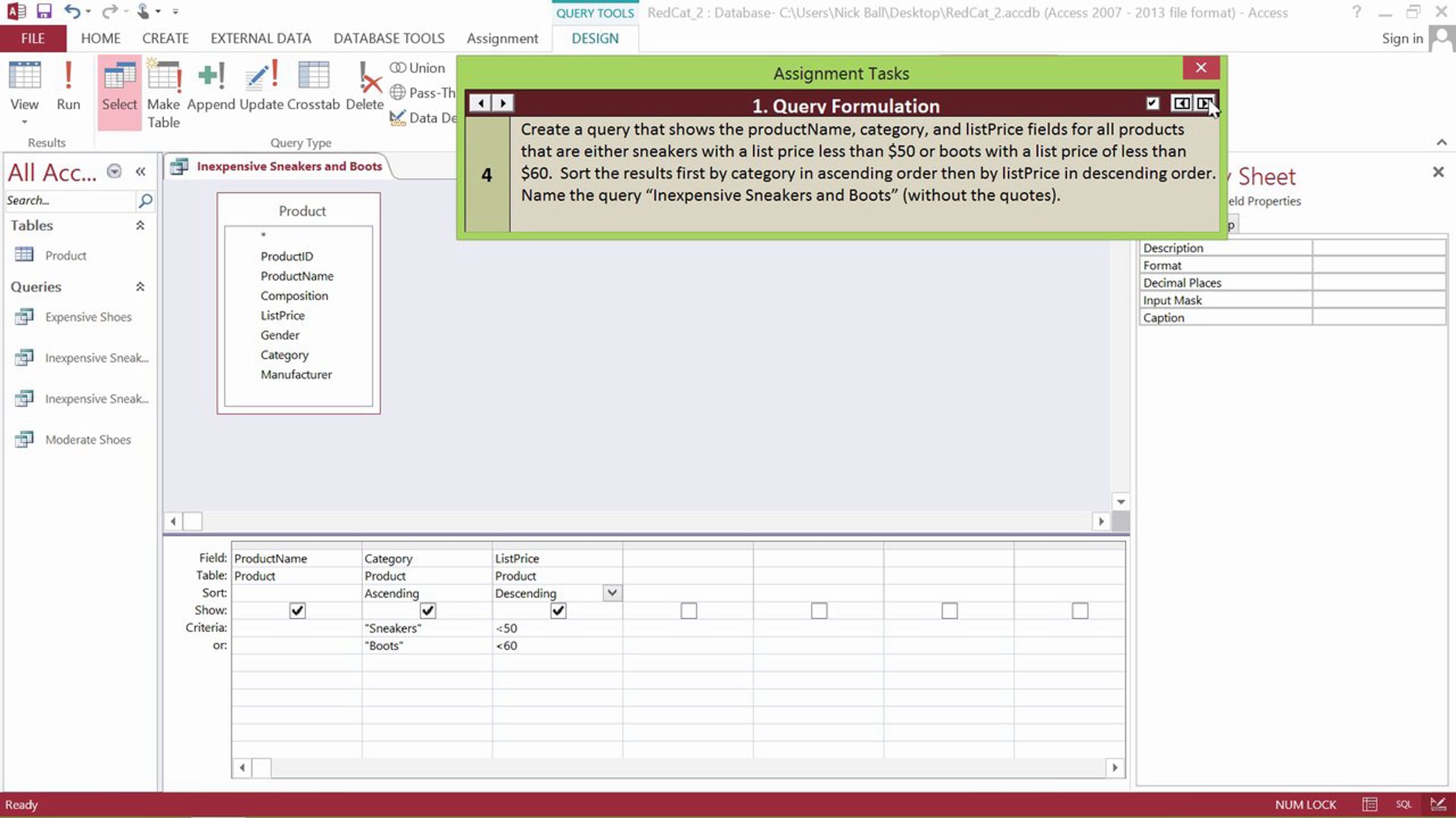 Access query criteria practice