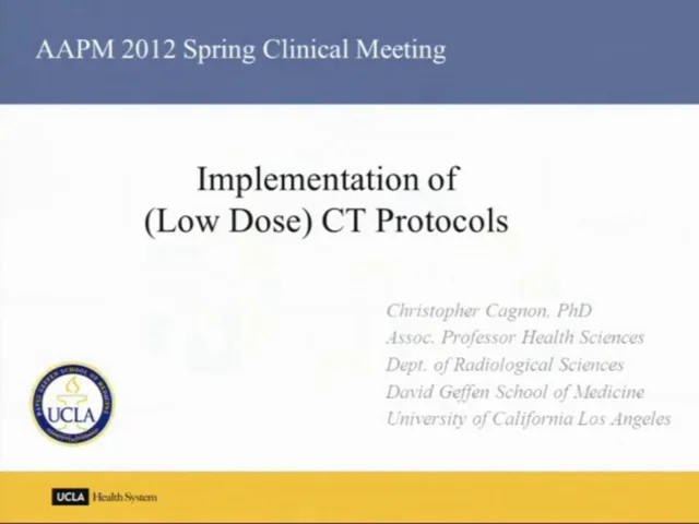 Implementation of Low Dose CT Protocols