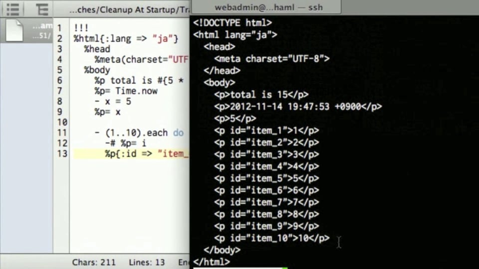 #08 Rubyの式を評価してみよう | Haml入門 - プログラミングならドットインストール