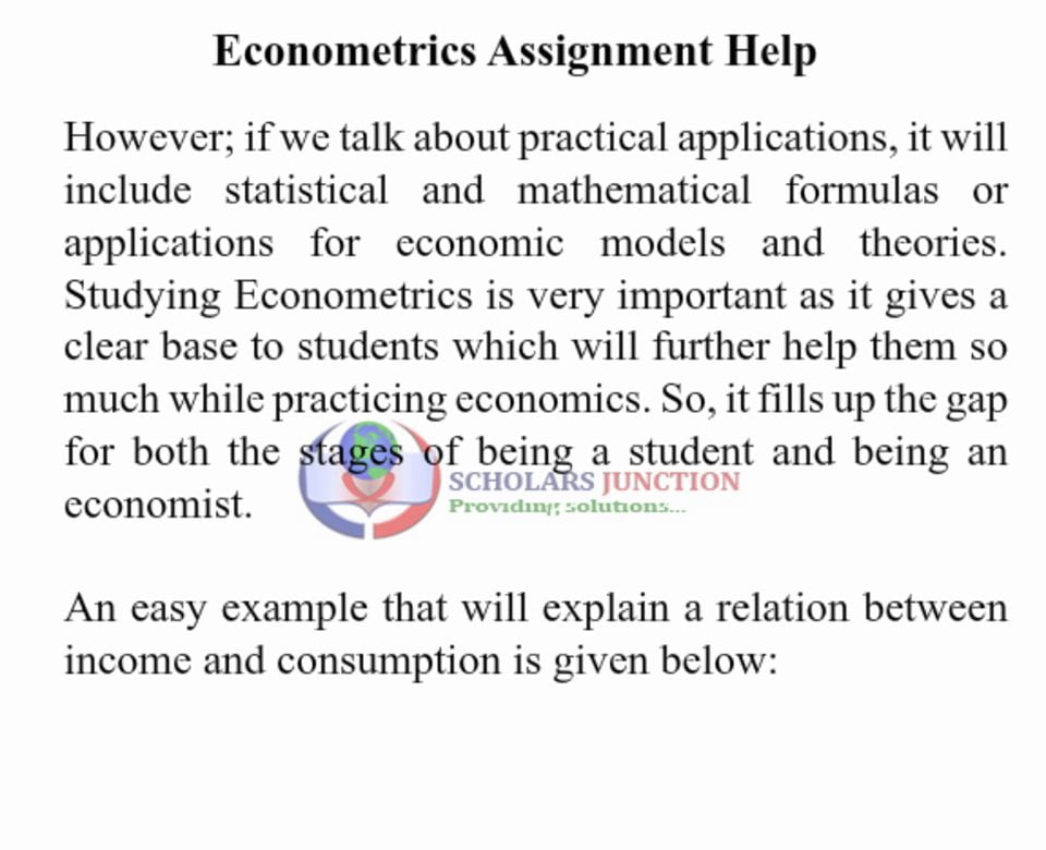 Econometrics Assignment Help, Econometrics Homework Help, Online Tutors