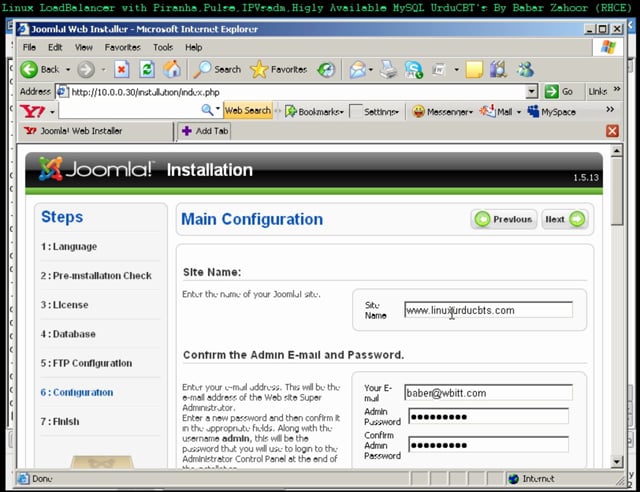 Joomla CMS Installation on web servers Linux Load Balancing Urdu CBT by  Babar Zahoor v2