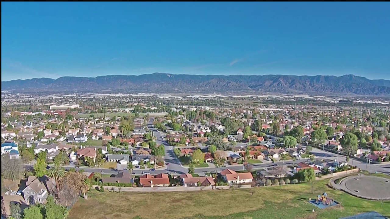 Aerial Of Loma Linda From Hulda Crooks Park Using A Phantom 2 Vision On 