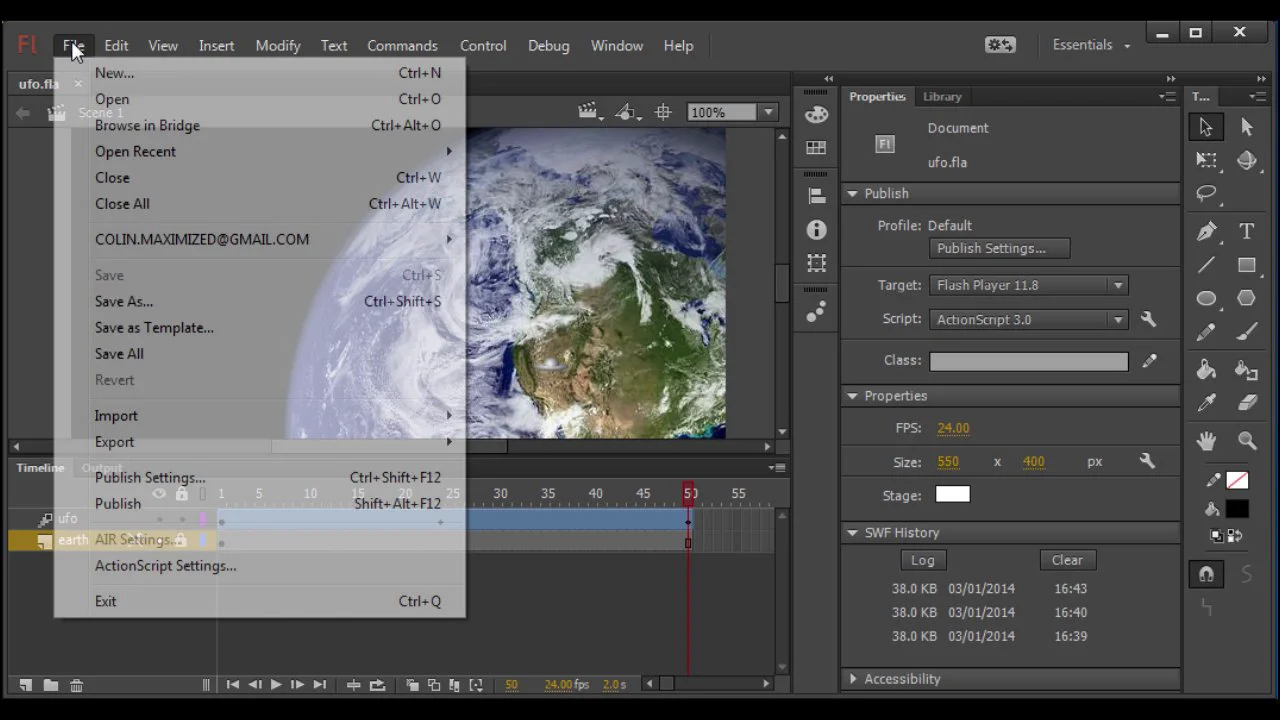 Saving and exporting from Adobe Flash Professional CC on Vimeo