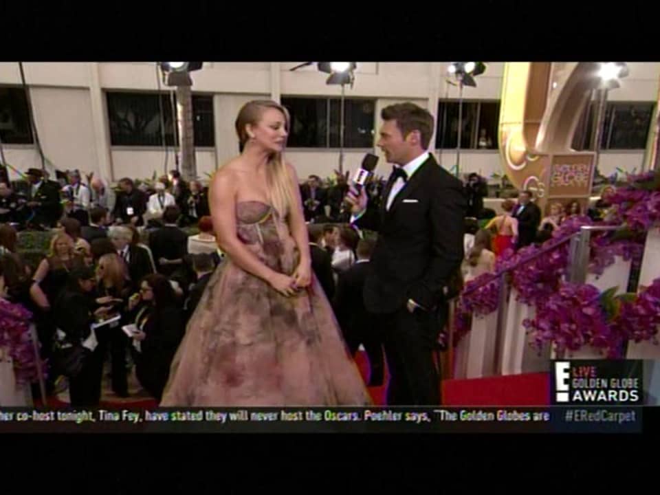 Kaley Cuoco and Jim Parsons Golden Globes 2014 Red Carpet Interviews on