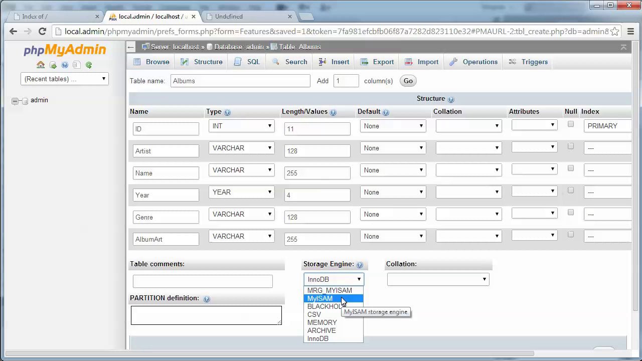 Creating a Tables in MySQL using PHPMyAdmin for a Simple CMS Project on ...