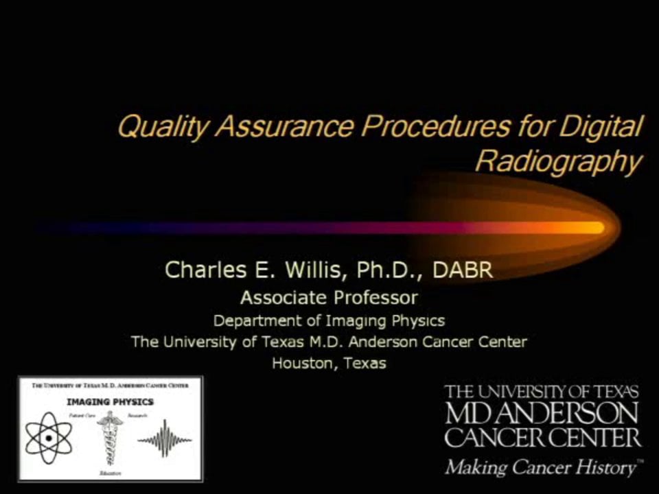 Quality Assurance for Digital Radiography on Vimeo