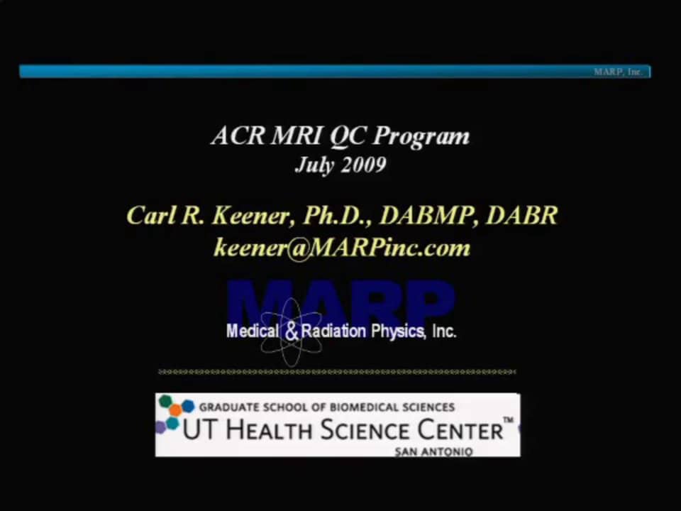 ACR MRI QC Program on Vimeo