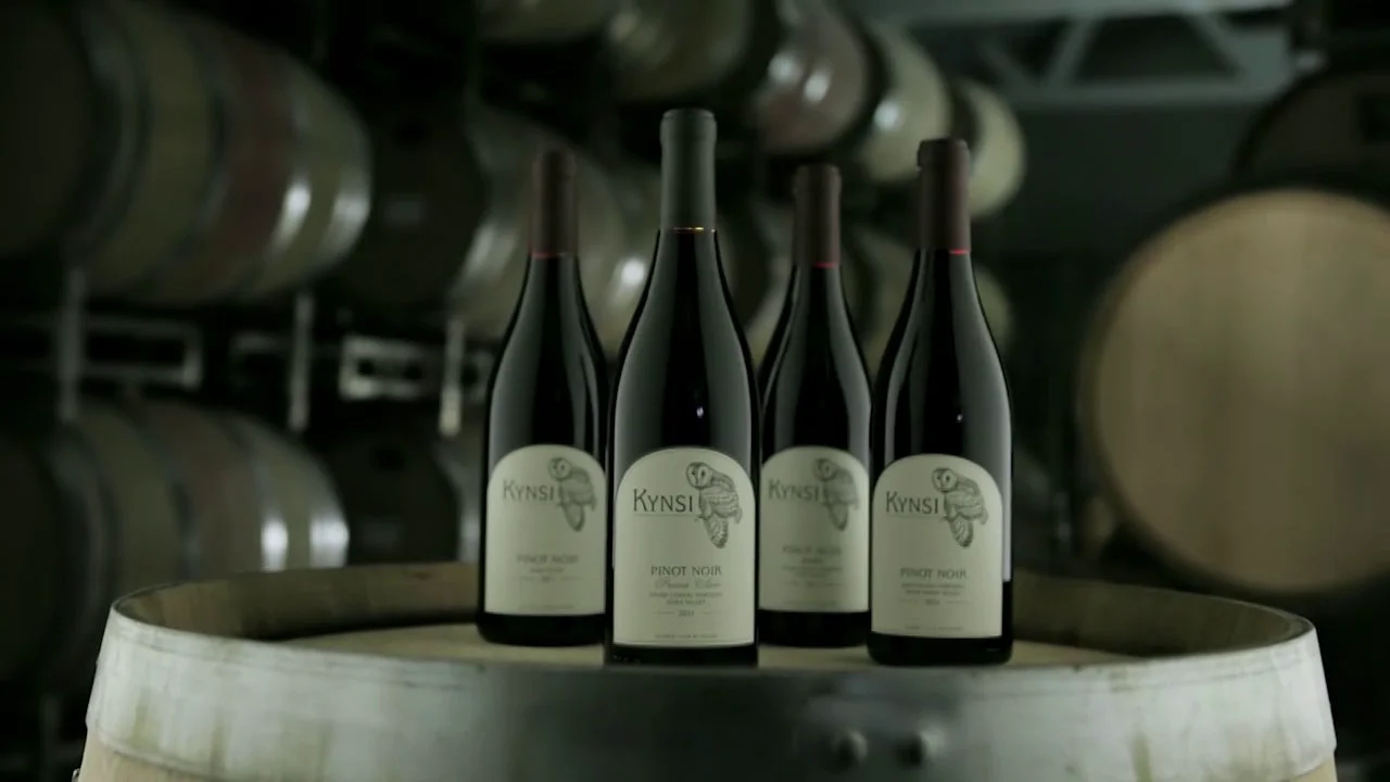 bottles of wine from the vineyard on display 