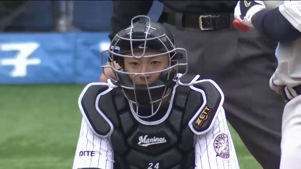 開幕マスク狙う!! マリーンズ・ルーキー吉田 強肩＆正確送球で盗塁阻止!!  2014/3/14 M-Bs