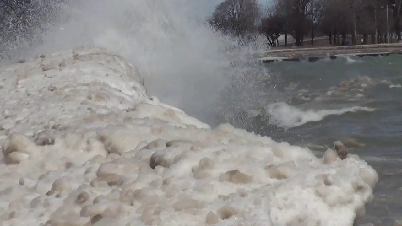 Lake Michigan Chopping Ice Like Paul Bunyan Chopped Wood on Vimeo