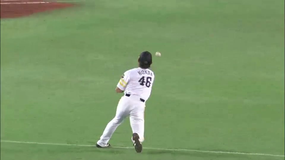 再三の好プレー!! ホークス本多 完璧なキャッチ＆スローで魅せた!! 2014/3/18 H-F
