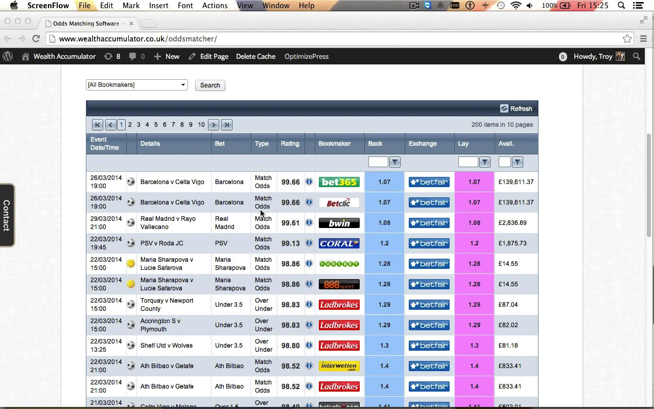 Odds Matching Software on Vimeo