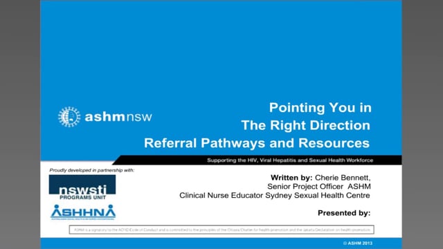 ASHM Sexual Health Nursing Series: Referral Pathways and Resources